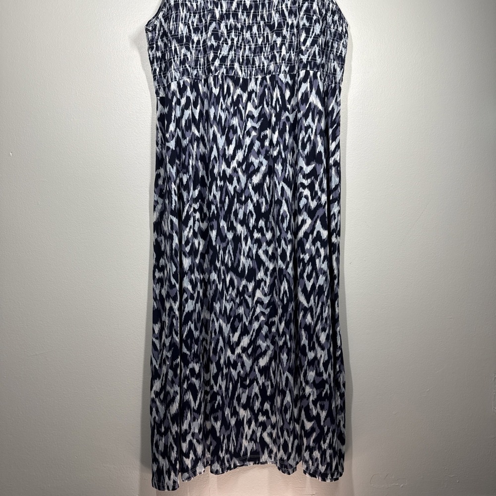 Calvin Klein New 3x Cotton Blend Long Tank Dress Smocked Abstract Print - Picture 7 of 13